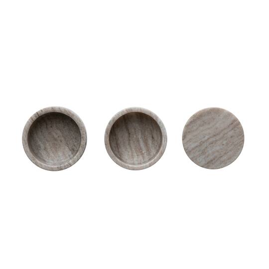 Hello Honey® 3.75" Beige Round Marble Stackable Pinch Pots with Lid